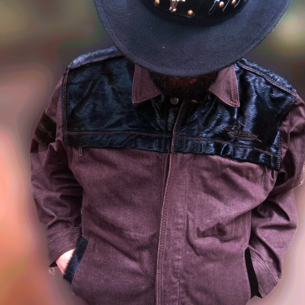 100% cotton denium jacket with horse hair accents very high quality!!